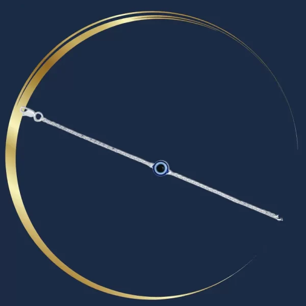 Silver Center Round Shape Blue Evil Eye Bracelet for Boys