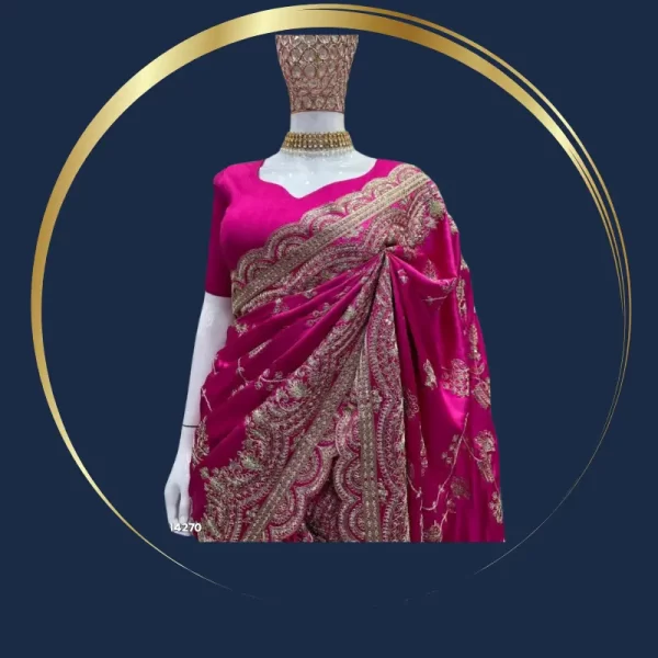 Heavy Designer Pink silk Saree by WishYourLove