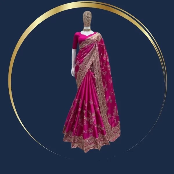 Heavy Designer Pink silk Saree by WishYourLove