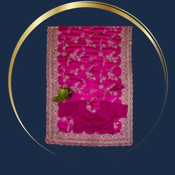 Heavy Designer Pink silk Saree by WishYourLove