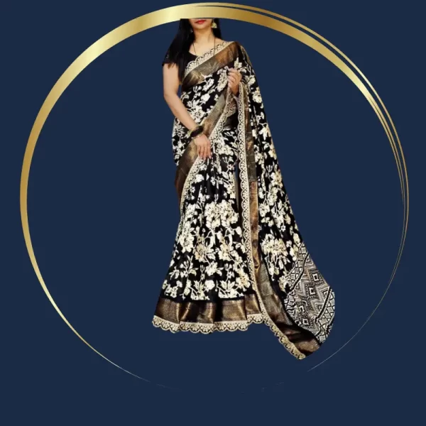 Maggam Lace Benny Crape Saree