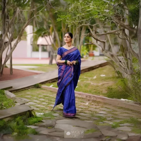Women Banarasi Jacquard Soft Lichi Silk Saree (Royal Blue)
