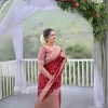 Women Banarasi Soft Lichi Silk Saree (Red)