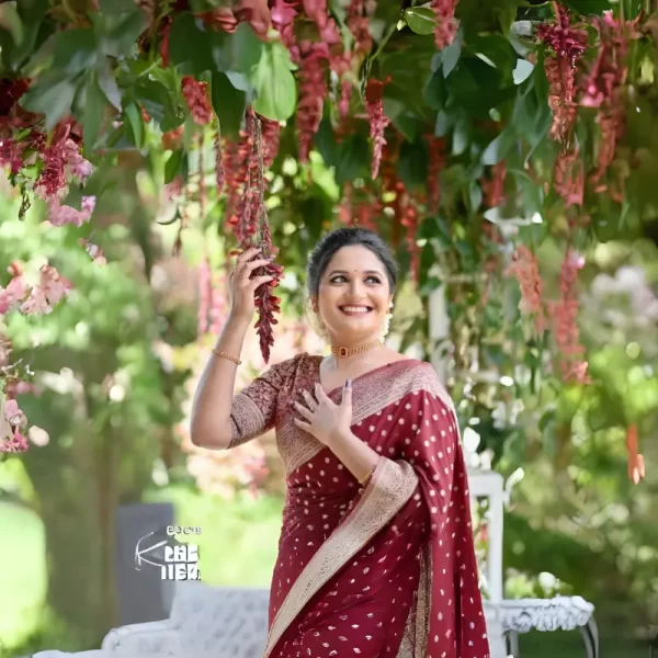 Women Banarasi Soft Lichi Silk Saree (Red)
