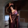 Women Banarasi Jacquard Soft Silk Saree With Running Blouse (Navy Blue)