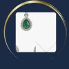 Sterling Silver Green Pear Pendant Chain With Earrings